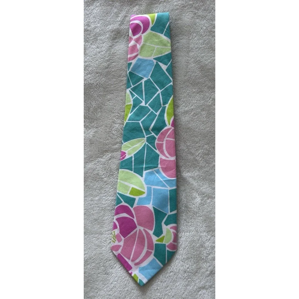 Lilly Pulitzer Necktie Mens Colorful Print Mosaic Pastel Colors